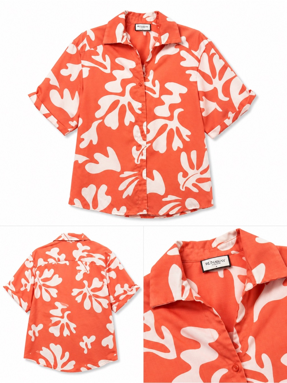 Coral and White Patterned Buttoned Down Shirt